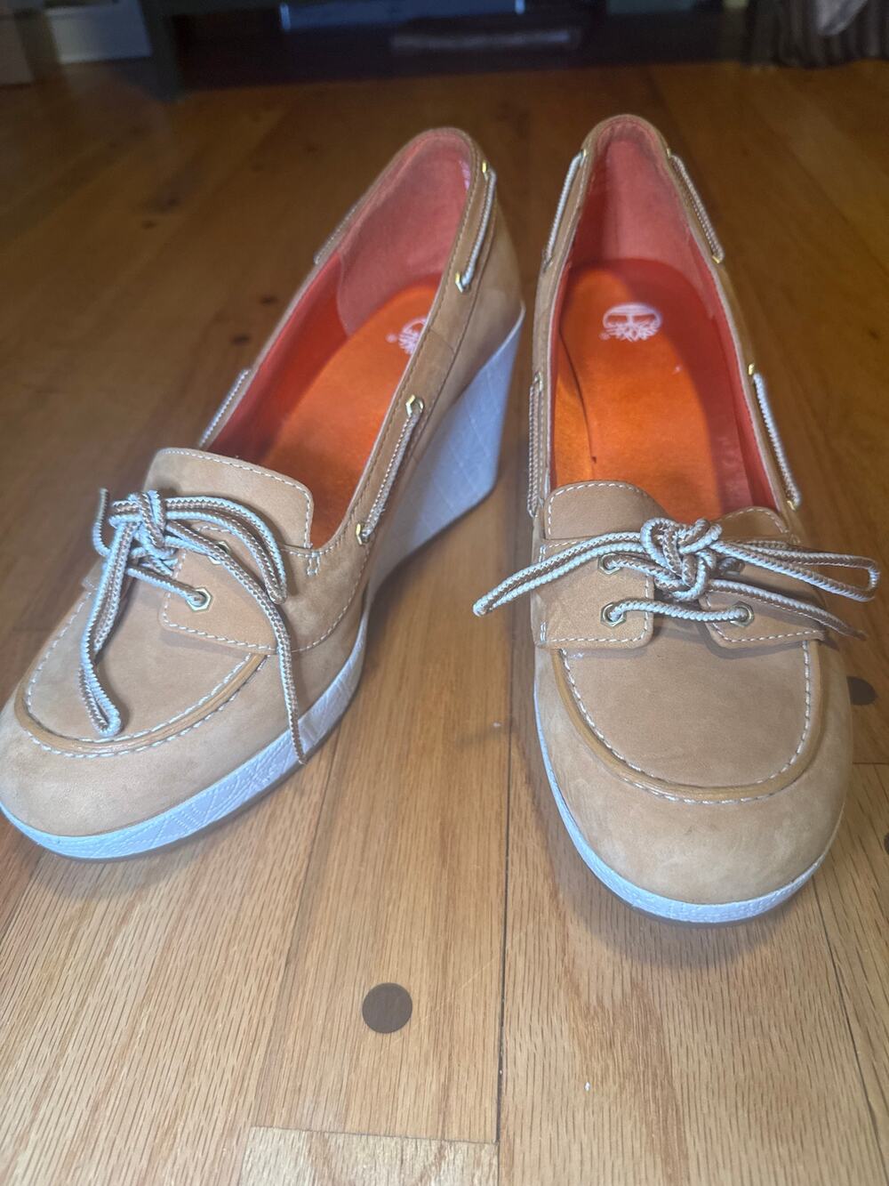 Timberland Earthkeepers Boat Shoe Wedges Tan Nubuck Women’s 10M